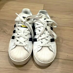 Adidas Superstar Bonega White Black Gold Metallic. Size 6 women’s